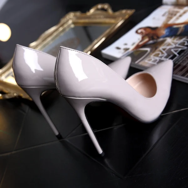 Edles Burgunderrot Abend Pumps 2019 Lackleder 12 cm Stilettos Spitzschuh Pumps