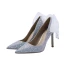 Sjarmerende Sølv Brudesko 2019 Lær Rhinestone Sløyfe 10 cm Stiletthæler Spisse Bryllup Pumps