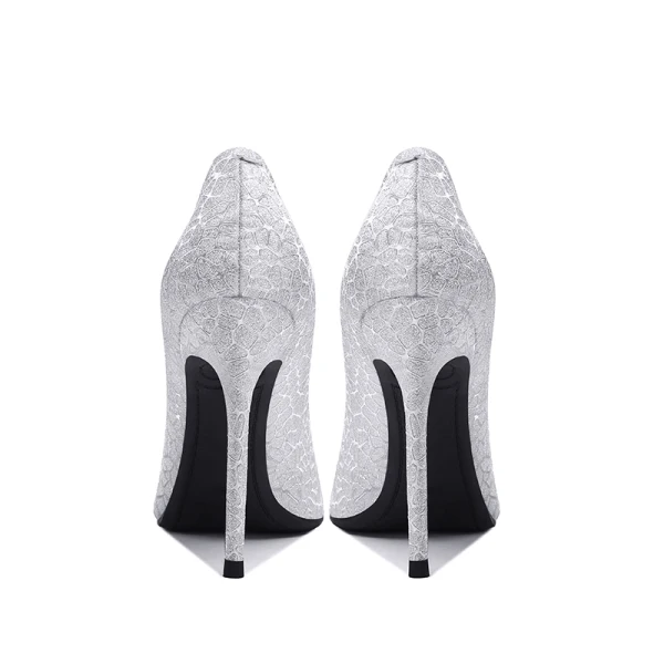 Charming Silver Evening Party Pumps 2020 Sequins 10 cm Stiletto Heels Pointed Toe Pumps