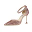 Charming Rose Gold Evening Party Womens Shoes 2020 Ankle Strap Sequins 9 cm Stiletto Heels Pointed Toe High Heels