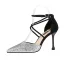 Chic / Beautiful Silver Prom Womens Shoes 2020 Sequins X-Strap 9 cm Stiletto Heels Pointed Toe High Heels