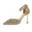 Sparkly Rose Gold Evening Party Womens Shoes 2019 Sequins Ankle Strap Rhinestone 9 cm Stiletto Heels Pointed Toe High Heels