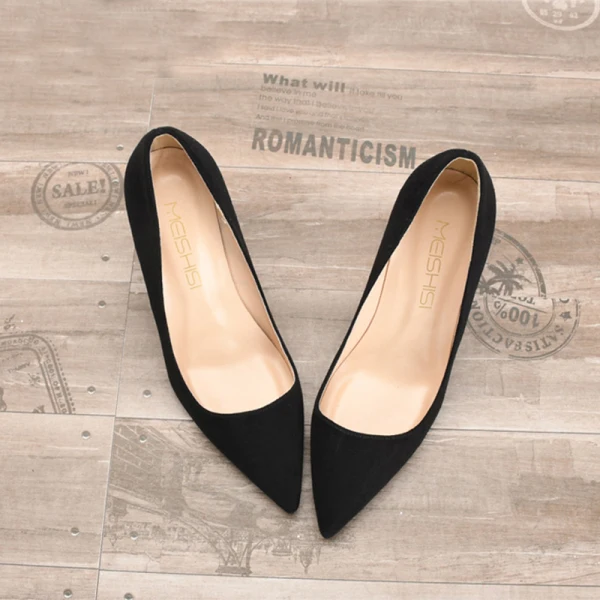 Modest / Simple Grey Office Pumps 2020 Suede 10 cm Stiletto Heels Pointed Toe Pumps