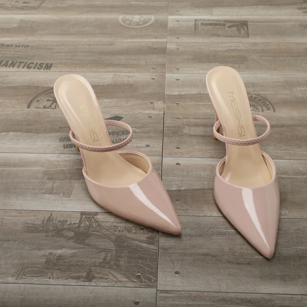 Modest / Simple Black Casual Womens Sandals 2020 Patent Leather 10 cm Stiletto Heels Pointed Toe Sandals