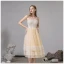 Fashion Champagne Homecoming Graduation Dresses 2020 A-Line / Princess Spaghetti Straps Lace Sleeveless Backless Tea-length Formal Dresses