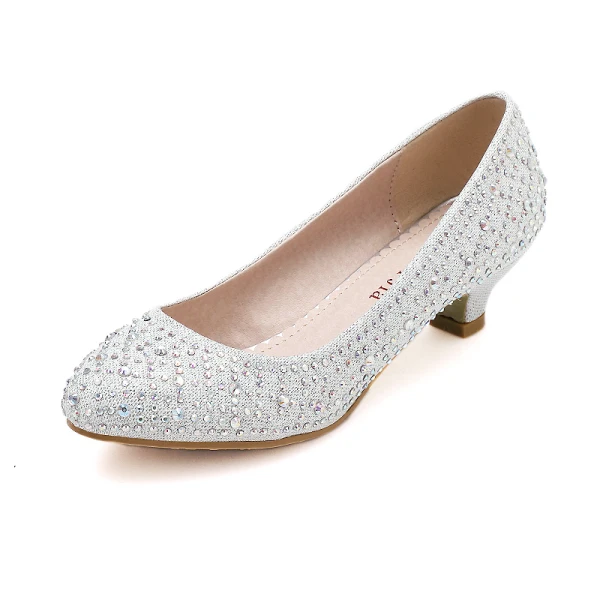 Chic / Beautiful Silver Wedding Shoes 2020 Rhinestone 3 cm Low Heel Pointed Toe Wedding Pumps Chic / Beautiful Silver Wedding Shoes 2020 Rhinestone 3 cm Low Heel Pointed Toe Wedding Pumps