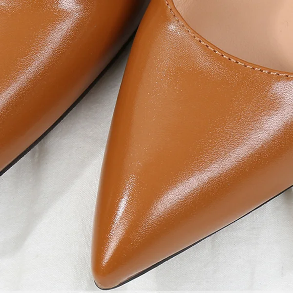 Modest / Simple Brown Office OL Pumps 2020 Leather 10 cm Stiletto Heels Pointed Toe Pumps