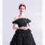 Classy Black Cascading Ruffles Prom Dresses 2020 Ball Gown Ruffle Off-The-Shoulder Rhinestone Lace Flower Sleeveless Backless Floor-Length / Long Formal Dresses