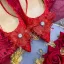 Chinese style Red Lace Flower Wedding Shoes 2021 Leather Rhinestone 9 cm Stiletto Heels Pointed Toe Wedding Pumps High Heels