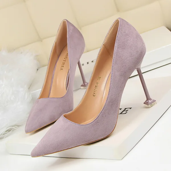 Chic / Belle Noire Désinvolte Daim Escarpins 2020 9 cm Talons Aiguilles À Bout Pointu Escarpins