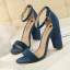 Erschwinglich Nude Freizeit Sandalen Damen 2020 Wildleder Knöchelriemen 9 cm Thick Heels Peeptoes Sandaletten