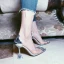 Transparent Sexy Silver Evening Party Rhinestone Womens Sandals 2021 Leather 10 cm Stiletto Heels Pointed Toe Sandals High Heels