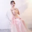 Élégant Perle Rose Robe De Soirée 2018 Princesse Appliques Perlage Paillettes V-Cou Noeud Dos Nu Sans Manches Longue Robe De Ceremonie