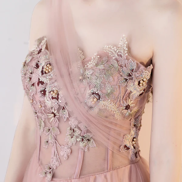 Élégant Nues Robe De Soirée 2018 Princesse En Dentelle Appliques Perle Faux Diamant Une épaule Dos Nu Sans Manches Longueur Cheville Robe De Ceremonie