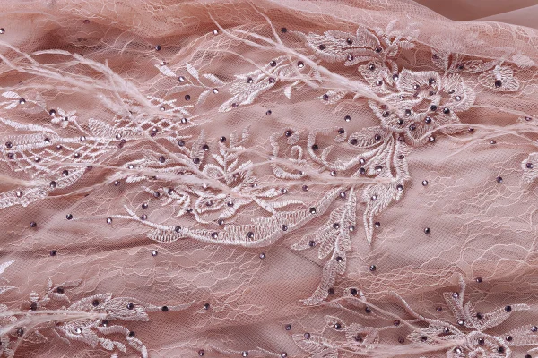 Luxury / Gorgeous Pearl Pink Evening Dresses 2020 A-Line / Princess U-Neck Tassel Handmade Beading Rhinestone Lace Flower Sleeveless Sweep Train Formal Dresses