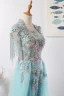 Charming Mint Green Evening Dresses  2020 A-Line / Princess U-Neck Handmade  Beading Tassel Crystal Rhinestone Lace Flower Sleeveless Floor-Length / Long Formal Dresses