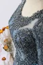 Vintage / Retro Luxury / Gorgeous Navy Blue Handmade  Beading Evening Dresses  2020 A-Line / Princess Scoop Neck Crystal Rhinestone Lace Flower Long Sleeve Backless Sweep Train Formal Dresses