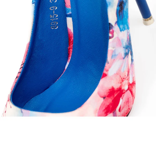 Chic / Beautiful Ocean Blue Street Wear Printing Pumps 2020 9 cm Stiletto Heels Pointed Toe Pumps