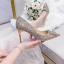 Scintillantes Champagne Soirée Perle Faux Diamant Escarpins 2021 Cuir Paillettes 8 cm Talons Aiguilles À Bout Pointu Escarpins Talons Hauts