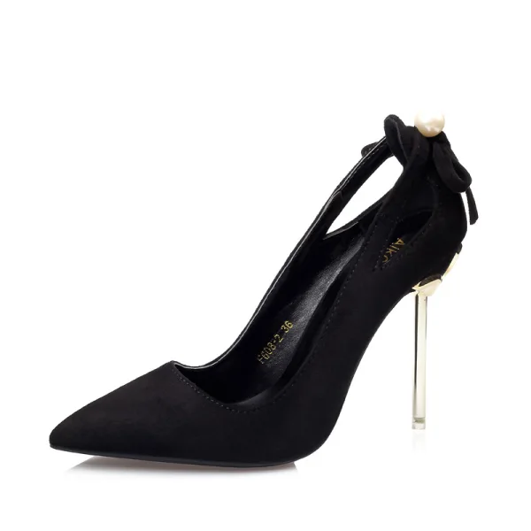 Prisvärd Röd Casual Mocka Pumps 2020 10 cm Stilettklackar Spetsiga Pumps
