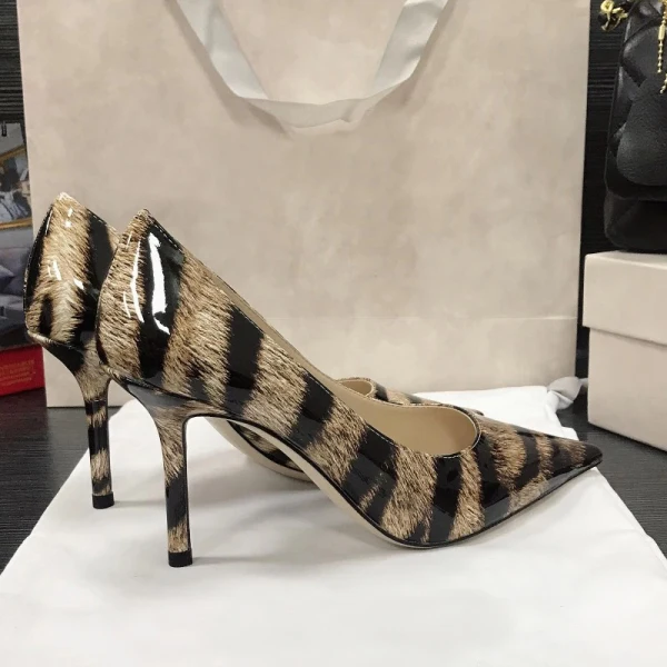 Mode Beige Soirée Cuir Verni Escarpins 2021 Cuir 8 cm Talons Aiguilles À Bout Pointu Escarpins Talons Hauts