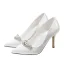 Mode Ivoire Faux Diamant Chaussure De Mariée 2020 Satin 9 cm Talons Aiguilles À Bout Pointu Mariage Escarpins
