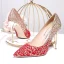 Glitzernden Charmant Gold Rot Farbverlauf Brautschuhe 2020 Glanz Pailletten 10 cm Stilettos Spitzschuh Hochzeit Pumps