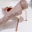 Błyszczące Szampan Buty Ślubne 2020 Kokarda Cekiny 10 cm Szpilki Szpiczaste Ślub Czółenka