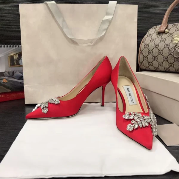 Schöne Ivory / Creme Abend Strass Pumps 2021 Leder 8 cm Stilettos Spitzschuh Pumps Hochhackige