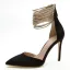 Mode Abend Leder Schwarz Damenschuhe 2020 Wildleder Gold Knöchelriemen 10 cm Stilettos Spitzschuh Pumps