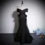 Fashion Black Prom Dresses 2023 Trumpet / Mermaid Off-The-Shoulder Sleeveless Backless Bow Floor-Length / Long Prom Formal Dresses