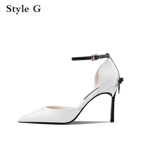 Fashion Nude Evening Party Womens Shoes 2020 Bow Ankle Strap 8 cm Stiletto Heels Pointed Toe Heels