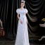 Scintillantes Blanche Robe De Soirée 2021 Princesse Encolure Dégagée Paillettes Manches Courtes Dos Nu Longue Robe De Ceremonie