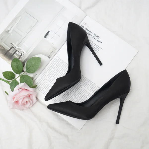 Classy Nude Office OL Satin Pumps 2020 10 cm Stiletto Heels Pointed Toe Pumps