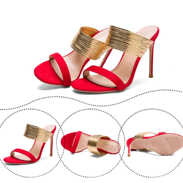 Modest / Simple Summer Black Gold Womens Sandals 2018 Casual Suede Leather 10 cm Stiletto Heels Open / Peep Toe High Heels
