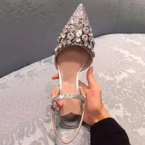 Sparkly Charming Purple Evening Party Crystal Womens Shoes 2020 Rhinestone Sequins 8 cm Stiletto Heels Pointed Toe Heels