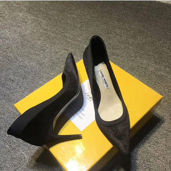 Modest / Simple Casual Burgundy Suede Pumps 2020 8 cm Stiletto Heels Pointed Toe Pumps