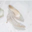 Snygga / Fina Elfenben Spets Blomma Brudskor 2020 Läder 8 cm Stilettklackar Spetsiga Pierced Bröllop Pumps
