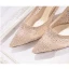 Charming Champagne Lace Wedding Shoes 2020 Leather Rhinestone 7 cm Stiletto Heels Pointed Toe Wedding Pumps