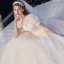 High-end Ivory Lace Flower Wedding Dresses 2020 Ball Gown Scoop Neck Beading Pearl Short Sleeve Covered Button Cathedral Train