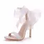 Abordable Blanche Chaussure De Mariée 2020 Noeud Bride Cheville 11 cm Talons Aiguilles Peep Toes / Bout Ouvert Mariage Talons