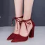 Betaalbare Nude Toevallig Damesschoenen 2020 Suede Enkelband 10 cm Dikke Hak Spitse Neus Hakken