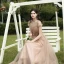 Simple Champagne Robe Demoiselle D'honneur 2021 Princesse Encolure Dégagée Manches Courtes Dos Nu Longue Robe Pour Mariage