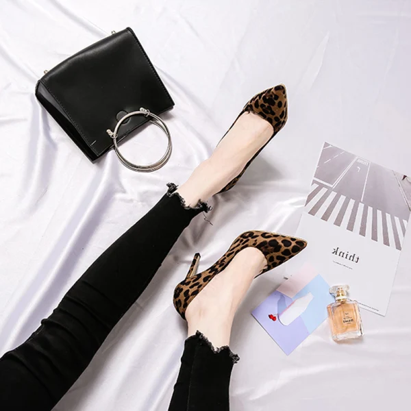 Chic / Beautiful Brown Street Wear Leopard Print Suede Pumps 2020 10 cm Stiletto Heels Pointed Toe Pumps
