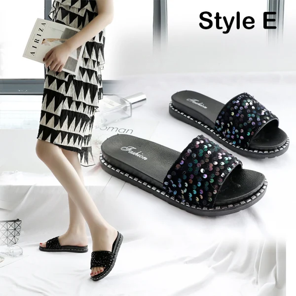 Abordable Rougissant Rose Désinvolte Plage Pantoufle & Tongs 2020 Fleur Perle Paillettes Peep Toes / Bout Ouvert Plate Chaussures Femmes