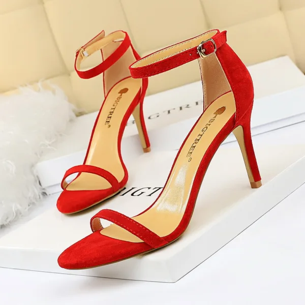 Sexy Black Street Wear Womens Sandals 2020 Ankle Strap 11 cm Stiletto Heels Open / Peep Toe Sandals