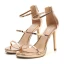 Sexy Champagne Evening Party Womens Sandals 2020 Ankle Strap 10 cm Stiletto Heels Pointed Toe Sandals