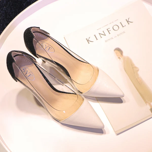 Charming Silver Evening Party Sequins Pumps 2020 10 cm Stiletto Heels Pointed Toe Pumps