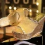 Charmant Doré Soirée Sandales Femme 2020 Glitter Paillettes 9 cm Compensées Peep Toes / Bout Ouvert Sandales
