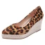 Chic / Beautiful Blushing Pink Street Wear Braid Womens Shoes 2020 Leopard Print 7 cm Wedges Pointed Toe
